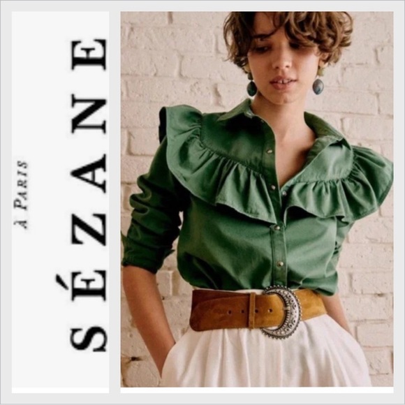 Sezane Tops - Sézane Matty Shirt Size 36 Ruffle